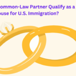 Illustration of wedding rings with text asking if a common-law partner qualifies as a spouse for U.S. immigration and visas.
