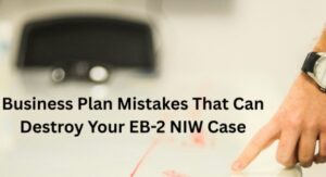Business Plan Mistakes That Can Destroy Your EB-2 NIW Case - Edwards Law An image showing a lawyer reviewing an EB-2 NIW case entry of their client.